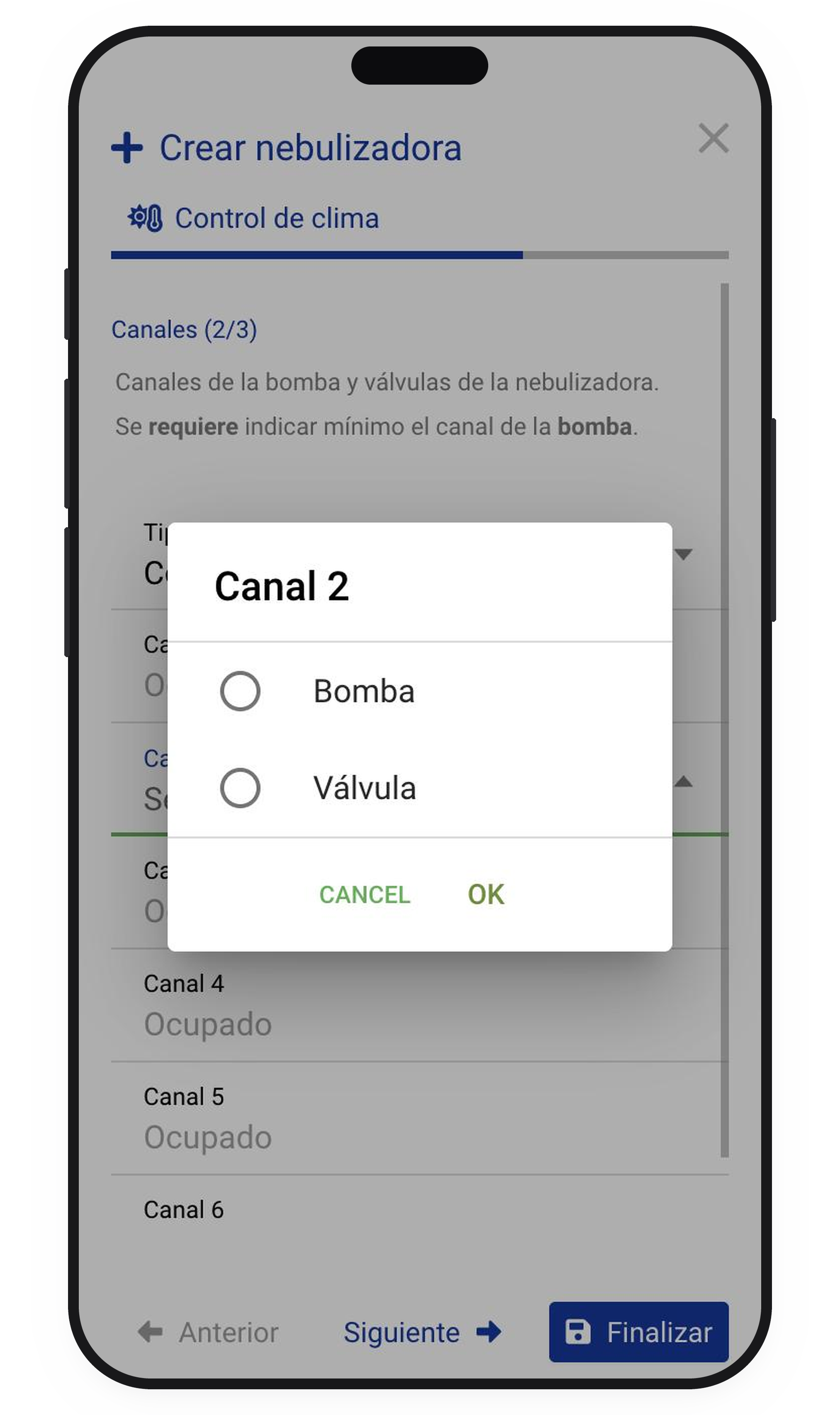 Componentes: Bomba y Válvula