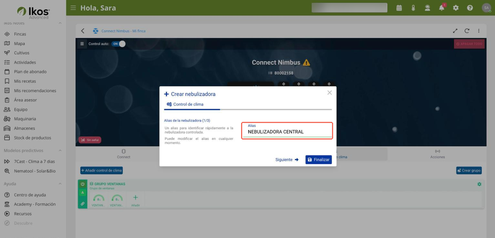 Alias de la nebulizadora en web