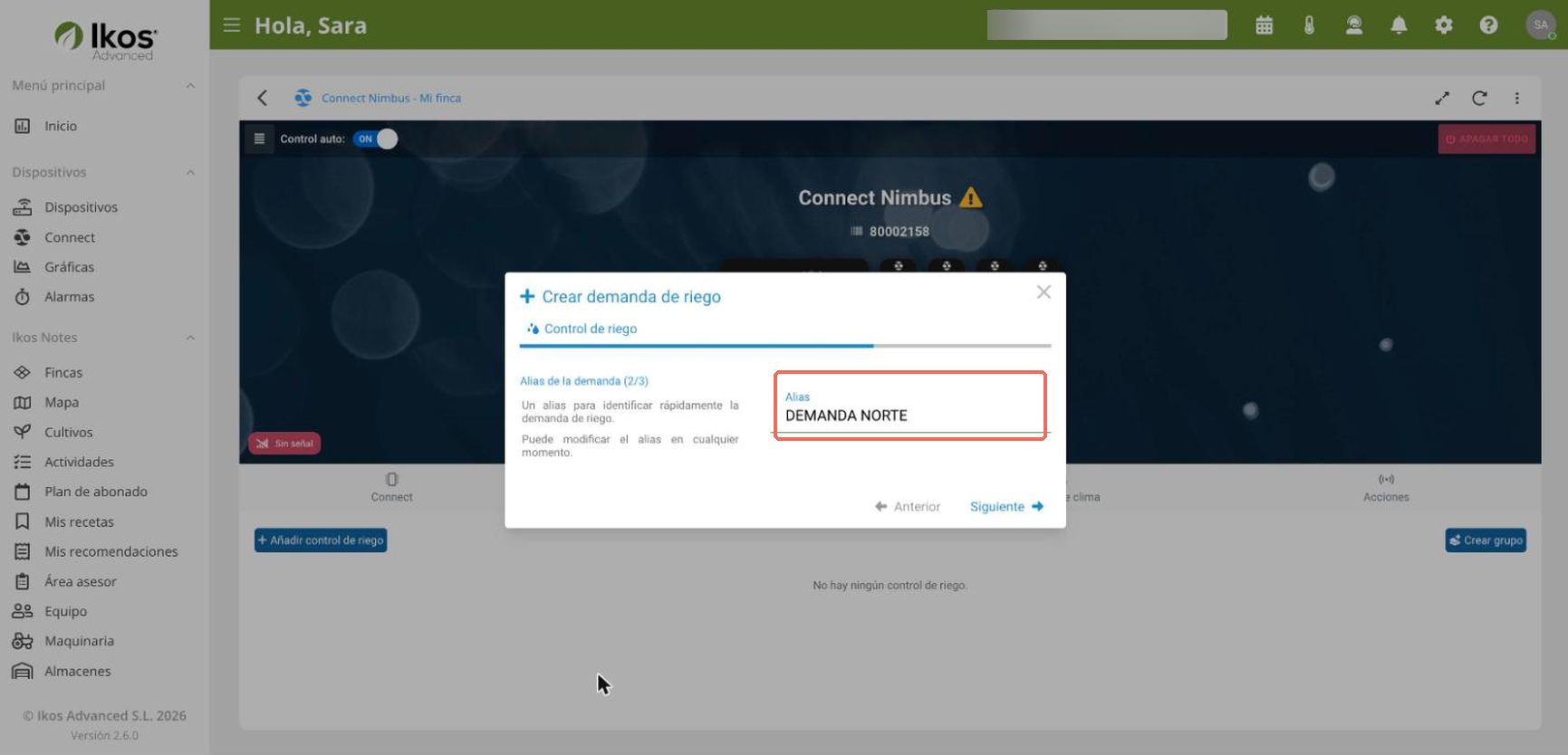 Paso 2 de 3 en web, alias
