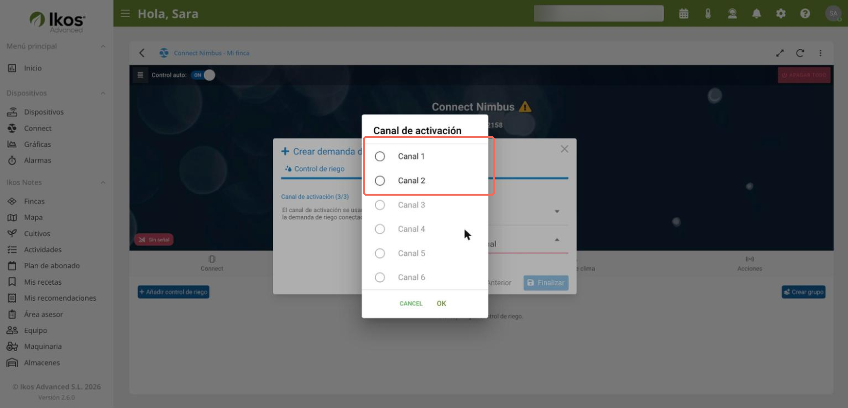 Paso 3 de 3 en web, canal de activación