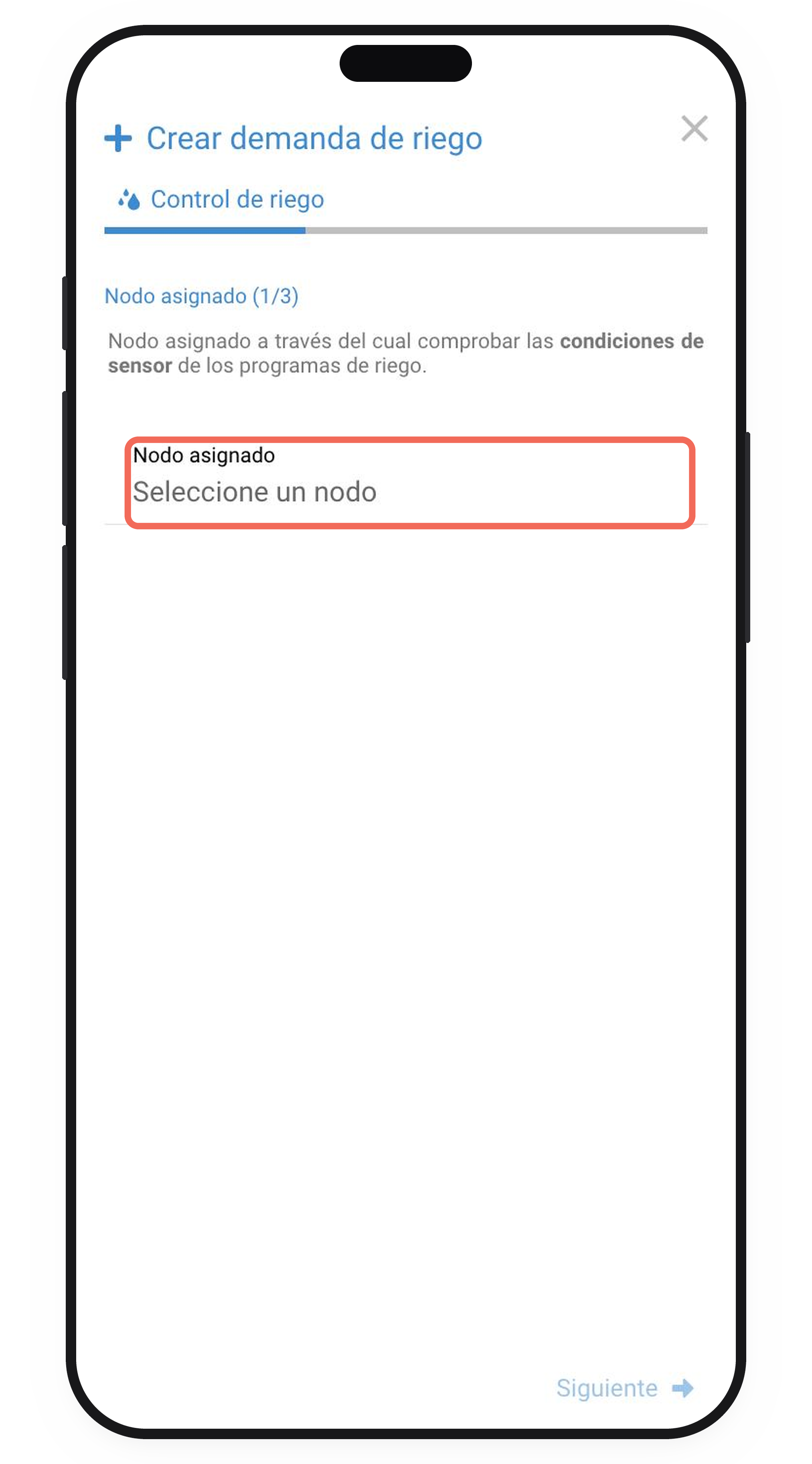 Paso 1 de 3, nodo asignado