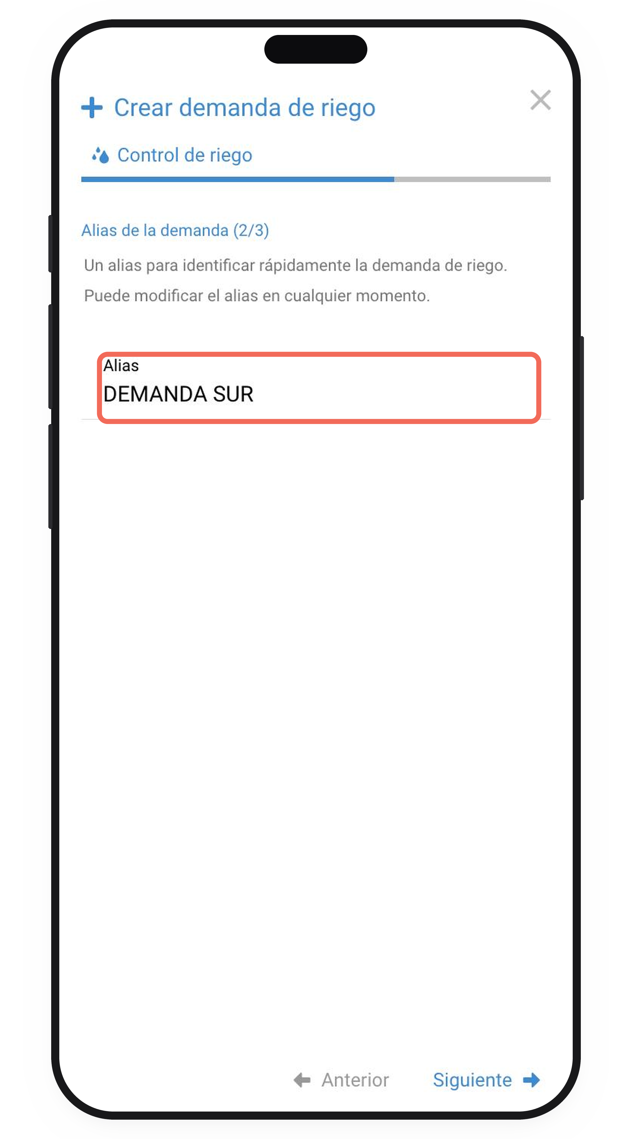 Paso 2 de 3, alias de la demanda