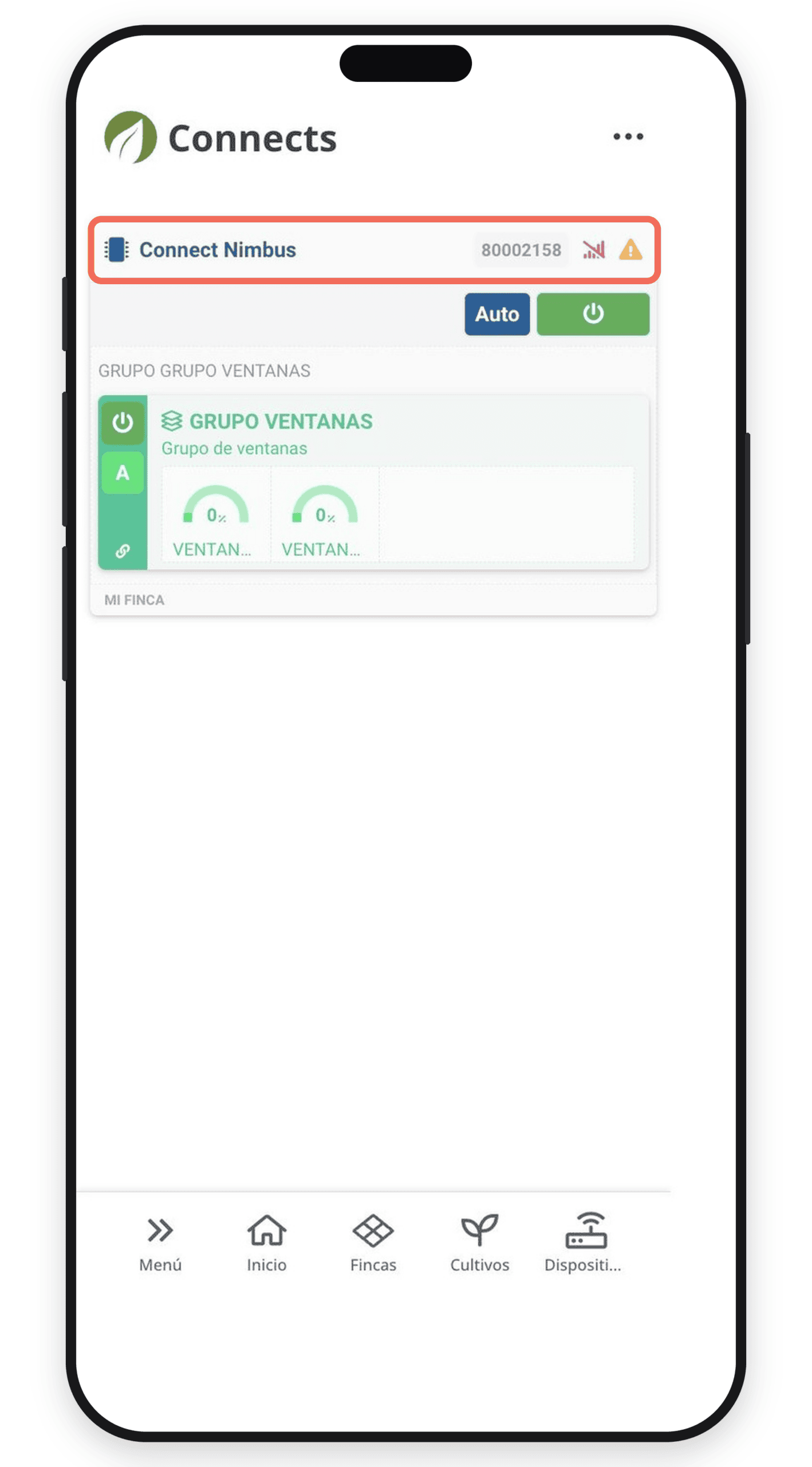 Listado de connects en la app móvil
