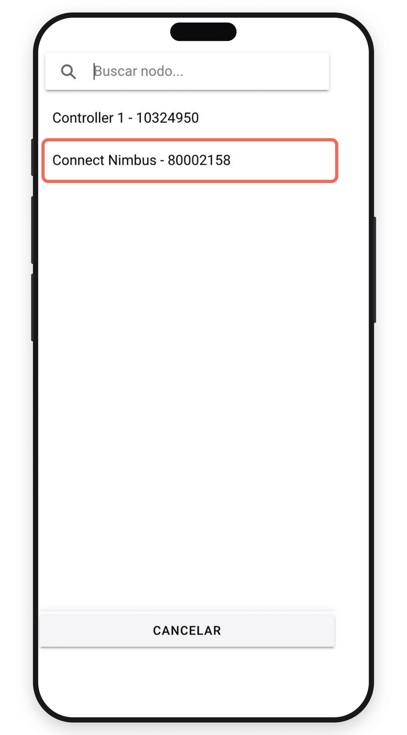 Buscador de nodo en la app móvil